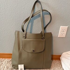 Steve Madden Olive Green Leather Tote Bag